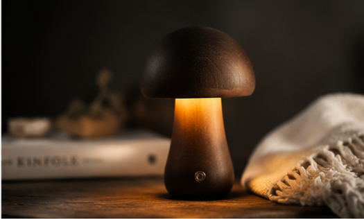 INS Wooden Cute Mushroom LED Night Light With Touch Switch  Bedside Table Lamp For Bedroom Childrens Room Sleeping Night Lamps Home Decor