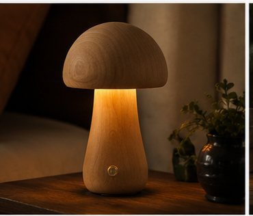 INS Wooden Cute Mushroom LED Night Light With Touch Switch  Bedside Table Lamp For Bedroom Childrens Room Sleeping Night Lamps Home Decor