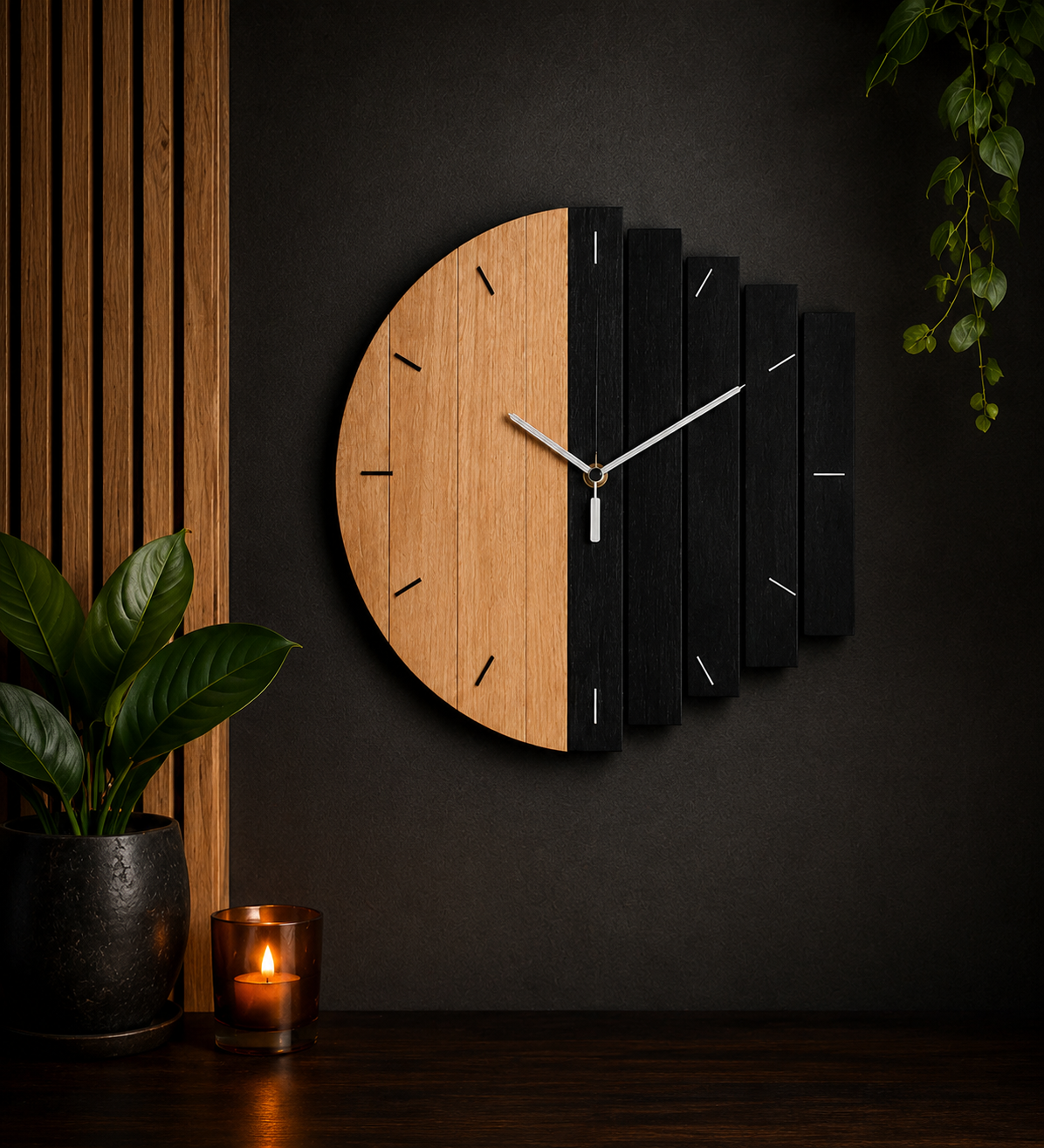 Creative Morden Wooden Wall Quartz Clock Home Decoration Gift